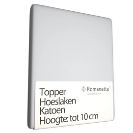 Katoenen Topper Hoeslaken Romanette Lichtgrijs-90 x 200 cm