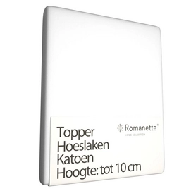 Katoenen Topper Hoeslaken Romanette Wit-70 x 200 cm