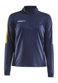 Trainingsjack Craft Women Progress Halfzip LS Tee Navy/Sweden Yellow