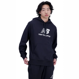 Pullover New Balance Essentials Stacked Logo French Terry Hoodie Men Black-XS