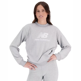 Pull New Balance Women Essentials Stacked Logo French Terry Crewneck Athletic Grey-XS