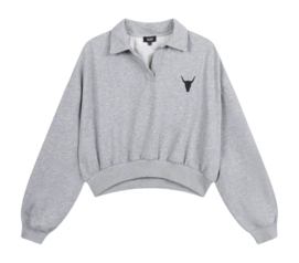Trui Alix The Label Women Polo Sweater Soft Grey Melange