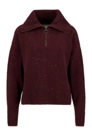 Trui Barbour Women Lavensdale Half Zip Knitted Jumper Black Cherry