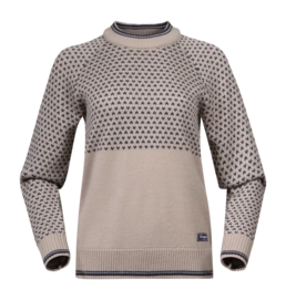 Trui Bergans Women Alvdal Wool Jumper Sandstone/Navy Blue Regular Fit