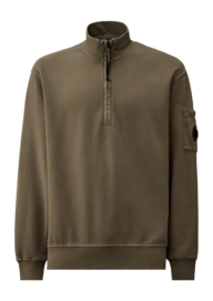 Trui CP Company Men Brushed And Emerized Diagonal Fleece Half Zip Gunmetal