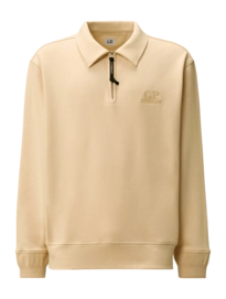 Trui CP Company Men Diagonal Raised Fleece Polo Half Zip Pistachio Shell