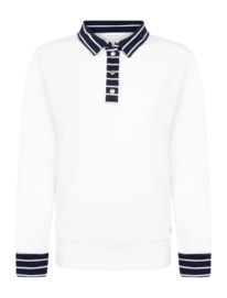 Trui House of Gravity Women Button Polo Sweater Off-White X Blue