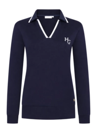 Trui House of Gravity Women Polo Sweater Deep Blue X White