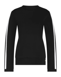 Trui House of Gravity Women Side Stripe Sweater Black Sapphire X Off White