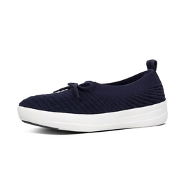 FitFlop Uberknit Slip-On Ballerina With Bow Waffle Knit Midnight Navy