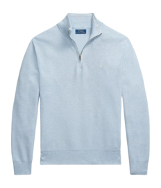Pull Ralph Lauren Men Mesh Knit Cotton Quarter Zip Blue Hyacinth Hthr