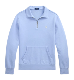 Pull Ralph Lauren Men Loopback Fleece Quarter Zip Sweatshirt Chambray Blue