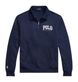 Pull Ralph Lauren Men Logo Fleece Collared Sweatshirt Cruise Navy