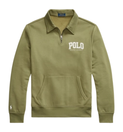 Pull Ralph Lauren Men Logo Fleece Collared Sweatshirt Tree Green