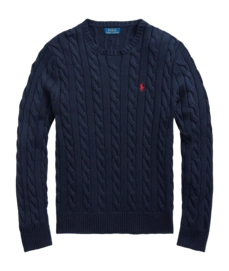 Trui Ralph Lauren Men Cable Knit Cotton Sweater Hunter Navy