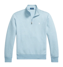 Trui Ralph Lauren Men Double Knit Quarter Zip Pullover Modern Blue Heather