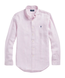 Hemd Ralph Lauren Herren Striped Linen Shirt Pink/White