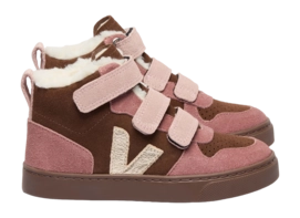 Veja Kids Small V-10 Mid Winter Suede Walnut Platine Bark