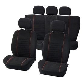 Stoelhoesset Carpoint Velours Zwart Rood (9-delig)