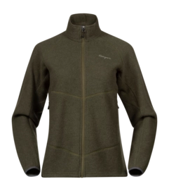 Vest Bergans Women Rabot Dark Olive Green Merino Fleece Midlayer Jacket Regular Fit