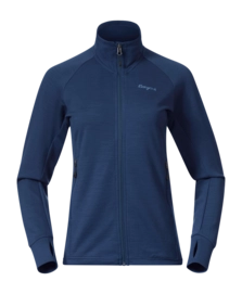 Vest Bergans Women Rabot Merino Tech Midlayer Jacket Navy Blue Slim fit