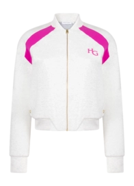 Vest House of Gravity Women Classic Bomber Jacket Light Grey Melange X Pink