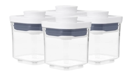 Contenitori plastica OXO POP 2.0, Set da 4, 8 x 8 cm / 0,2 L, Mini, Quadrati