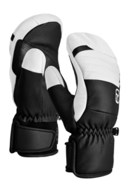 Want Ortovox Damen Full Leather Mitten Black Raven / White Merino Fleece Grid