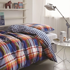 Bettwäsche Vanezza Warrington Check Blau Mako-Satin