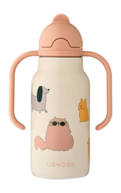 Waterfles Liewood Kids Kimmie Water Bottle 250 ml Cats And Dogs / Sandy