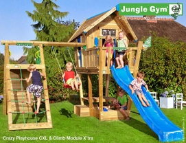 Speelset Jungle Gym Crazy Playhouse + Platform CXL + Climb X'tra Blauw