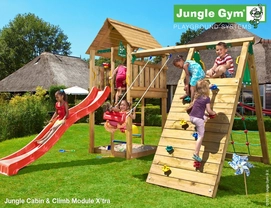 Speelset Jungle Gym Jungle Cabin + Climb X'tra Rood