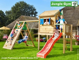 Speelset Jungle Gym Jungle Playhouse + Platform L + Climb X'tra Rood