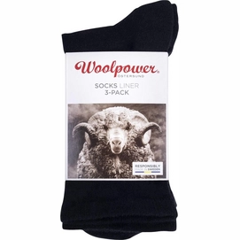 Sokken Woolpower Unisex Liner Black (3 paar)