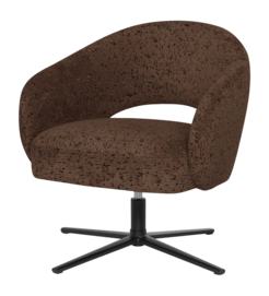 WOOOD Pico Draaifauteuil - Velvet Structuur Bruin