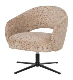 WOOOD Pico Draaifauteuil - Velvet Structuur Zand