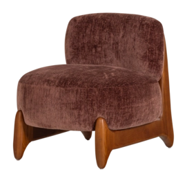 WOOOD Runi Fauteuil - Hout/Velvet Paars/Bruin
