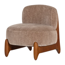 WOOOD Runi Fauteuil - Hout/Velvet Zand