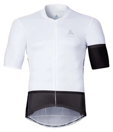 Fietsshirt Odlo Mens Full Zip Kamikaze Aero White Graphite Grey