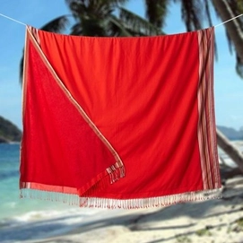 Kikoy Pure Kenya Handtuch XL Rot Gestreift