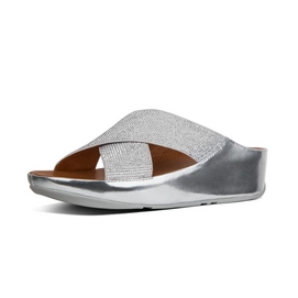 FitFlop Crystall Slide Microfiber Metallic Silver