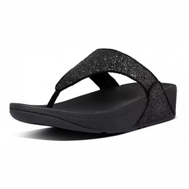 Flip Flops FitFlop Lulu Glitter Toe-Thongs Black Glitter-Shoe size 38