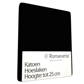Katoenen Hoeslaken Romanette Zwart-90 x 220 cm
