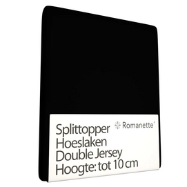 Split Topper Hoeslaken Romanette Zwart (Double Jersey)-Lits-Jumeaux (160 x 200/210/220 cm)