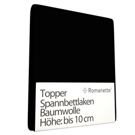 Topper Spannbettlaken Romanette Schwarz (Baumwolle)-80 x 200 cm