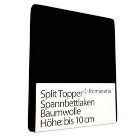 Split Topper Spannbettlaken Romanette Schwarz (Baumwolle)-180 x 200 cm