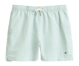 Zwembroek GANT Men Striped Seersucker Muted Turquoise Regular Fit