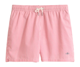 Zwembroek GANT Men Striped Seersucker Rose Red Regular Fit