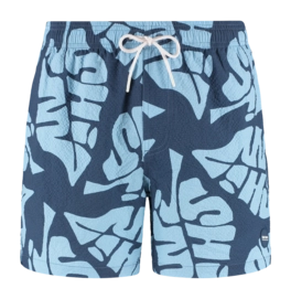 Zwembroek Shiwi Men Pete 6 Inch Blue Slate Tropic Leaves
