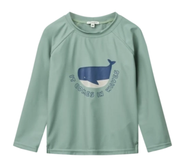 Zwemshirt Liewood Kids Noah Placement Longsleeve It Comes In Waves / Peppermint